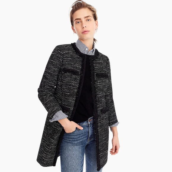 NWOT Crew Tweed Lurex® Lady Coat with Braided Trim